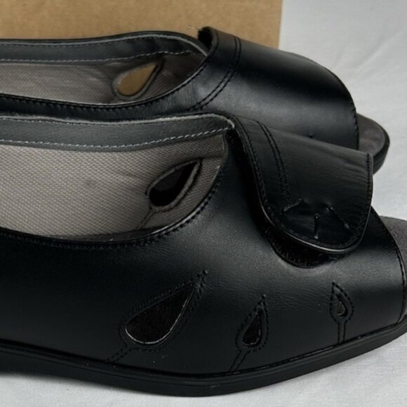 NEW Cosyfeet Black Keira Wide Extra Roomy Peep Toe Sandals 10 UK Sz 8 Adjustable - Picture 2 of 8